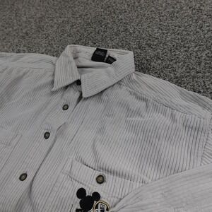 VTG Disney Shirt Womens XL Gray Corduroy Cord Button Up Mickey Mouse 90s Y2K 00s